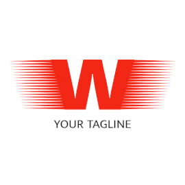 Online Editable Sharp Red Lines from Alphabet W Letter Based Logo