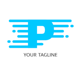Online Editable Blue Lines from Alphabet P Letter Based Logo