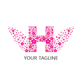 Online Editable Pink Flowers on Alphabet H Letter Based Logo