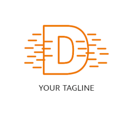 Online Editable Orange Dashed Lines on Hollow Alphabet D Letter Based Logo