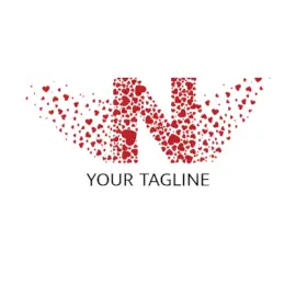 Online Editable Red Hearts Alphabet N Letter Based Logo