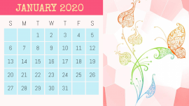 Online Editable Pinkish Floral Print Calendar