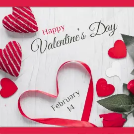 Online Editable Happy Valentine's Day Ribbon and Hearts Social Media Post