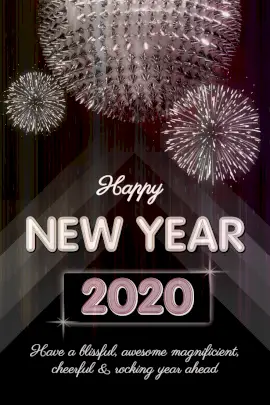 Online Editable Happy New Year 2020 Pinterest Graphic