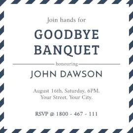 Online Editable Good-Bye Banquet Invitation