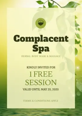 Online Editable Soft Yellow and Green Free Spa Session Coupon