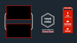 Online Editable Red and Grayish Blue YouTube End Screen