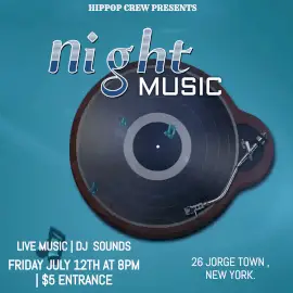 Online Editable Night Music DJ Sounds Square Post Animated Design