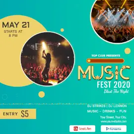 Online Editable Blue Music Fest 2020 Music Audiogram