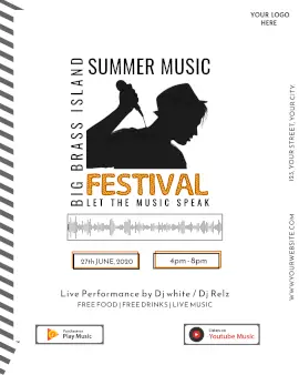 Online Editable White Summer Music Festival Music Audiogram