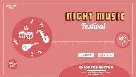 Online Editable Pink and Yellow Music Festival Music Audiogram