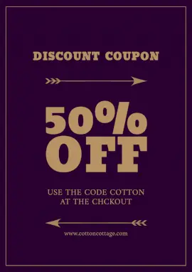 Online Editable Dark Magenta Cotton Cottage Discount Coupon