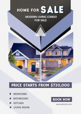 Online Editable Book Home For Sale Ad with Starting Price A4 Document