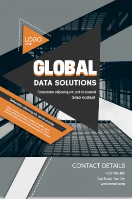 Online Editable Global Data Solutions Business Pinterest Graphic