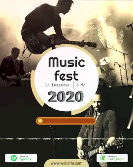 Online Editable Yellow Music Fest Ad Music Audiogram
