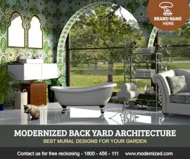 Online Editable Back Yard Architecture Design Facebook Post