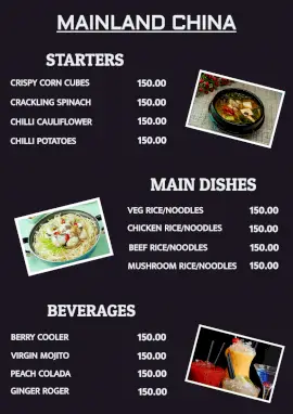 Online Editable Mainland China Menu