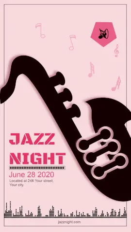 Online Editable Jazz Music Night Party Template Music Audiogram
