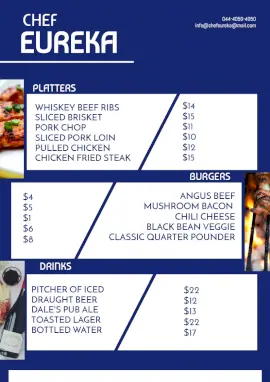 Online Editable Burgers and Patters Menu