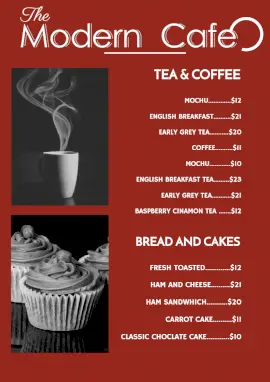 Online Editable Modern Cafe Menu
