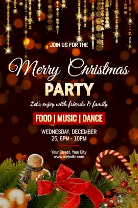Online Editable Merry Christmas Party Pinterest Graphic