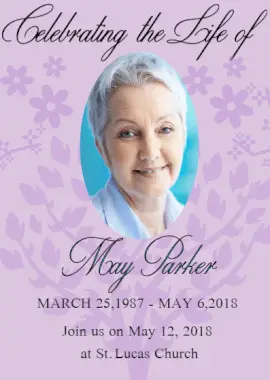 Online Editable Celebrating the Life Announcement