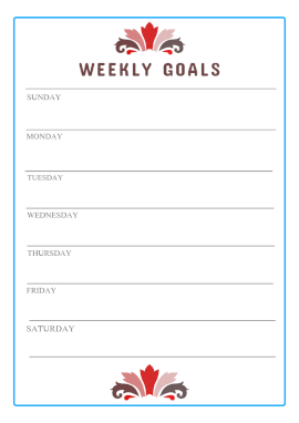 Online Editable Weekly Goals Planner
