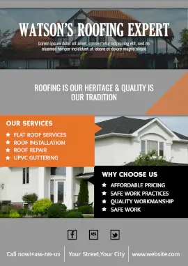 Online Editable Home Roofing Services Business Poster