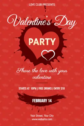 Online Editable Valentine's Day Party Pinterest Graphic