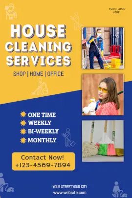 Online Editable Home Cleaning Service Pinterest Graphic