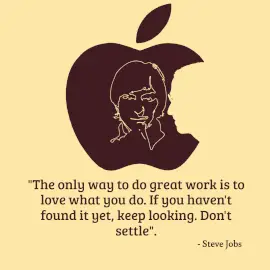Online Editable Yellow Great Work Quotes by Steve Jobs Instagram Post