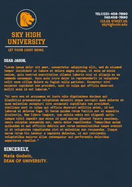 Online Editable Dean of University Letterhead