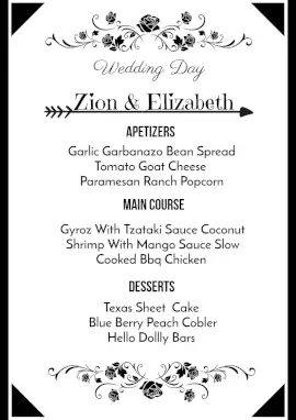 Online Editable Wedding Day Menu