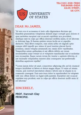 Online Editable University Document Letterhead