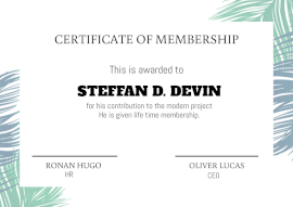 Online Editable Membership Award Certificate