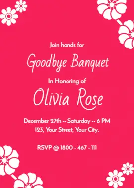 Online Editable Goodbye Banquet Portrait Invitation