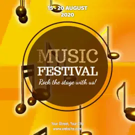 Online Editable Orange Music Festival Animated Design