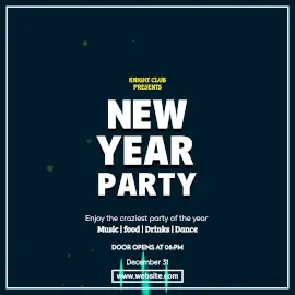Online Editable Blue New Year Party Animated Design