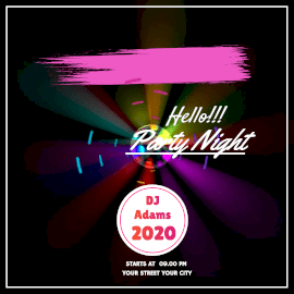 Online Editable Disco Light Rays DJ Adams Night Party 2020 Animated Design