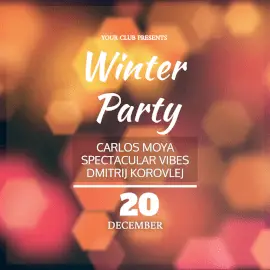 Online Editable Hexagon Bokeh Light Background Winter Party Animated Design
