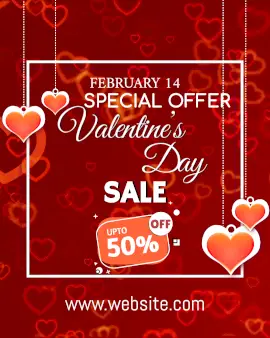 Online Editable Heart Pattern Valentine's Day Offer Animated Design