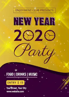 Online Editable New Year 2020 Party A4 Document