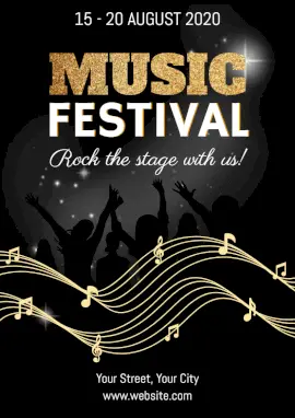 Online Editable Rock Music Festival A4 Document
