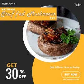 Online Editable National Stuffed Mushroom Day February 4 Social Media Post