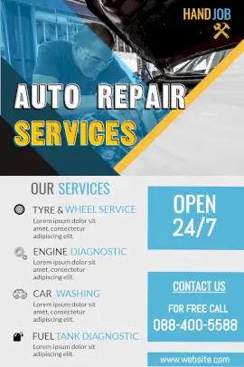 Online Editable Auto Repair Services Catalog Pinterest Graphic