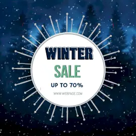 Online Editable Falling Snow at Night Winter Sale Offer Animated Design