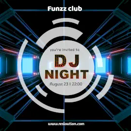 Online Editable Tunnel Background DJ Music at Funzz Night Club Animated Design