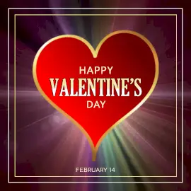 Online Editable Red Heart with Rays Happy Valentine's Day February 14 Animated Design