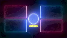 Online Editable Neon Light Four Panel Playlist YouTube End Screen Outro