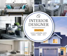 Online Editable House Interior Design 5 Grid Photo Collage